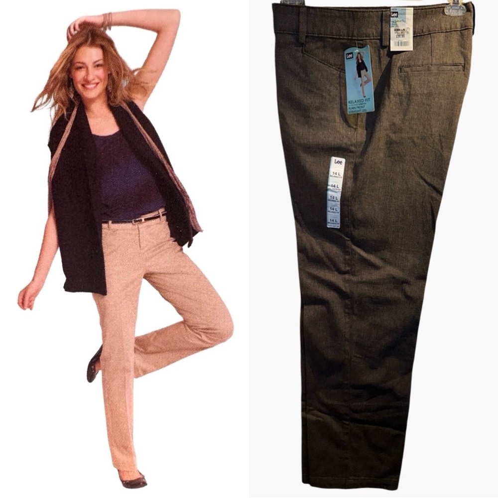 Lee Women's Straight Leg Relaxed Brown Pants Size 14L